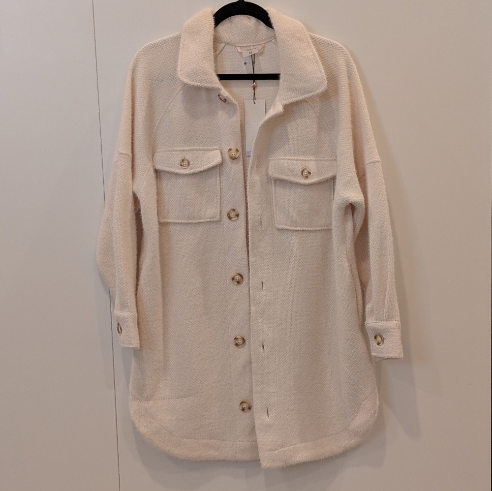 NWT CALIA by Carrie Underwood Cream Button-Front Utility Shacket
